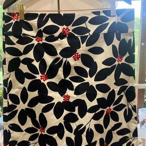 Navy and Red Floral Print Skirt